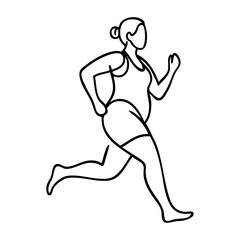 Fototapeta premium Dibujo sencillo con líneas de una mujer con sobrepeso corriendo para perder peso