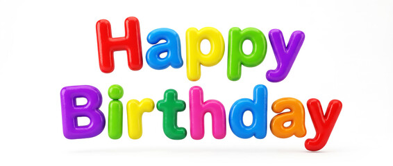 Colorful Happy Birthday text for children birthday card