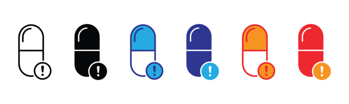 Vector illustration icon colorful capsule icons in various colors including black, blue, and red