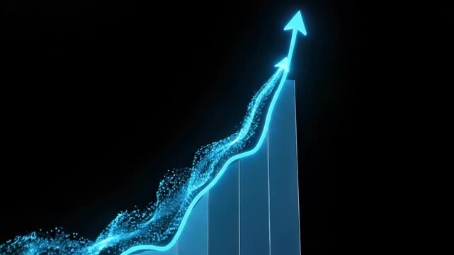 Abstract glowing graph showing exponential growth and business success.
