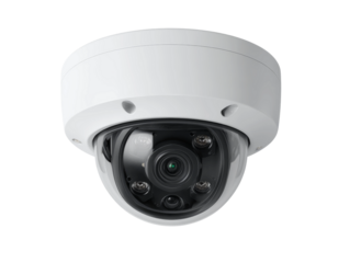 Close-up shot of a security camera with a dome shape Isolated Transparent Background, PNG