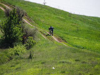 a man riding a mountain bike