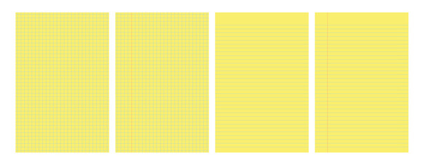 Set of yellow legal pad pages with lined or grid designs © dniprodd