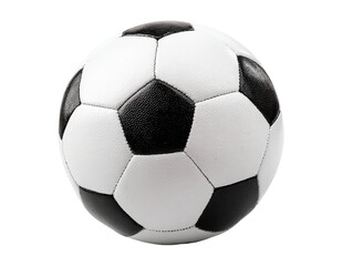 A close-up shot of a soccer ball, showcasing its iconic black and white design Isolated Transparent Background, PNG