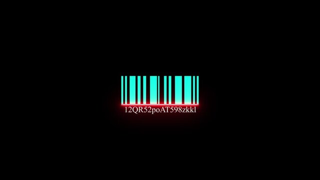Bar code scanning animation,Bar code animation with laser beam. Laser beam barcode scanning motion graphics.Scanner icon neon animation.