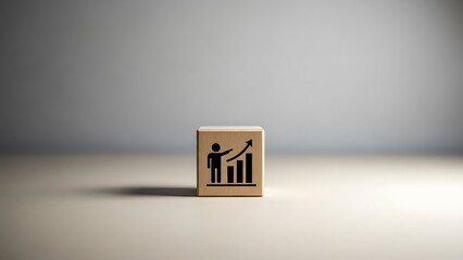 Wooden block with business growth chart and person pointing up
