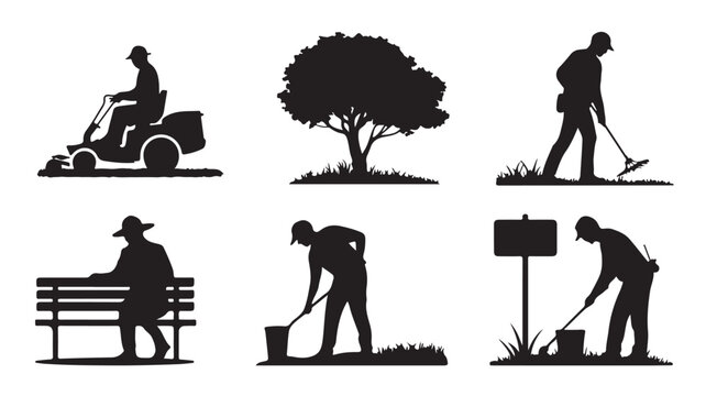 Man Gardening Silhouettes