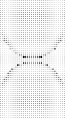 Halftone abstract geometric pattern with varying black dots forming a central horizontal design