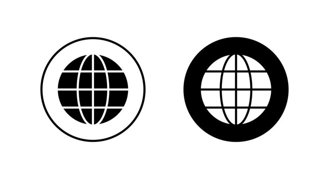 Globe internet icon in black circle. Worldwide web, and website symbol