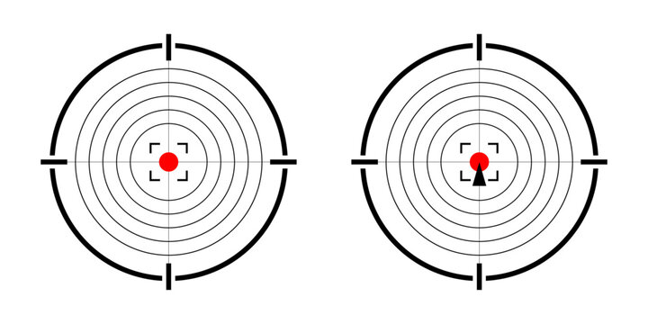 Target flat collection. Aim gun icons. Aim sniper shoot icons. Target destination icon set. Gun target paper shooting target blank target background target paper shooting. Vector illustration