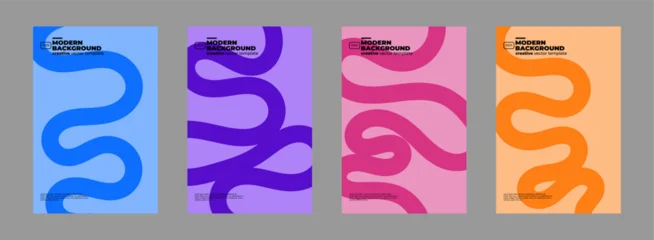 Fotobehang Positive Typography Vibrant abstract poster with flowing shapes in warm colors featuring colorful, fluid wavy lines for a dynamic, modern feel, motivational design typography for creative wall art   © Gulojowoo