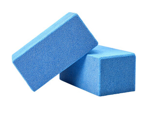 Two blue yoga blocks, perfect for fitness and wellness. They're ideal for anyone seeking to enhance flexibility and stability Isolated Transparent Background, PNG