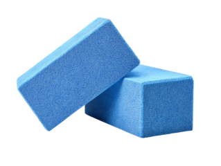 Two blue yoga blocks, perfect for fitness and wellness. They're ideal for anyone seeking to enhance flexibility and stability Isolated Transparent Background, PNG