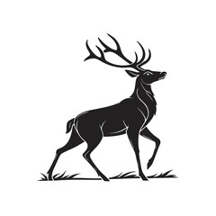 Walking Deer Silhouette Vector Illustration