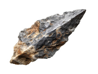 Obraz premium An ancient hand tool lies in isolation, a testament to the skill of a bygone era. The sharp stone tool shows signs of use Isolated Transparent Background, PNG