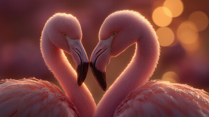 close up of a flamingos making heart shape