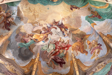 Naklejka premium Asti - The fresco of Apotheosis of St. Francis de Sales in the Cathedral by Michele Antonio Milocco (1731 - 1733).