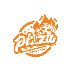 pizza logo icon with light orange color style