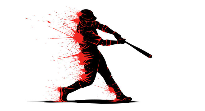 Horizontal Baseball Batter Splash Art Silhouette