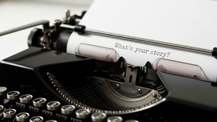 Vintage typewriter with inspiring story prompt on paper