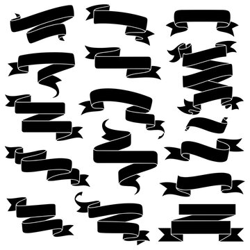 Collection of Various Blank Black Ribbon Templates