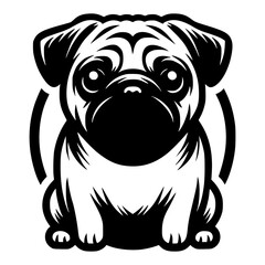 Pug Puppy: A bold monochrome image of a delightful pug puppy, exuding a sense of loyalty and charm.