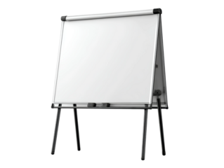 A blank whiteboard stands ready for presentations and brainstorming Isolated Transparent Background, PNG