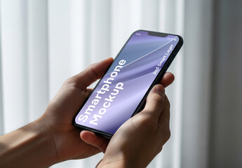 Hands holding smartphone - mockup