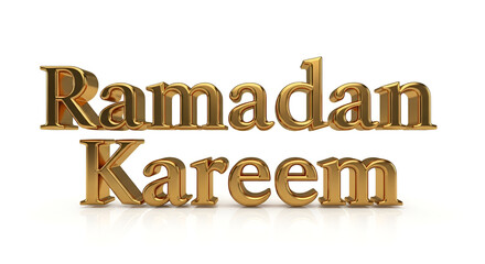 Ramadan Kareem 3D Render Typography Illustration Golden Text Isolated on White Background for Islamic Holiday Greeting and Celebration