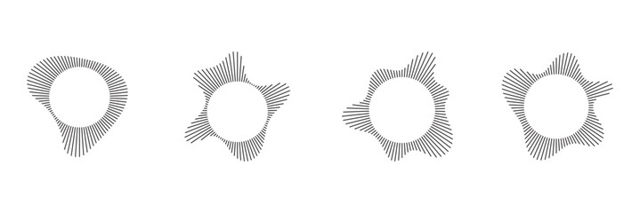 Sound Wave Collection. Play rhythm with audio bars, voice messages, and radio icons. A symphony of music in vector form. Flat illustrations isolated on white background.