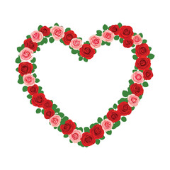 Naklejka premium Heart Shaped Floral Arrangement with Red and Pink Roses