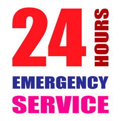 24 hours emergency service icon, urgent support availability symbol, round the clock help graphic