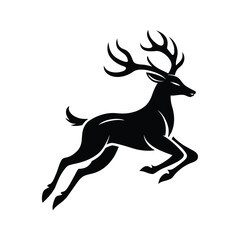 Obraz premium Jumping Deer Silhouette Vector Illustration
