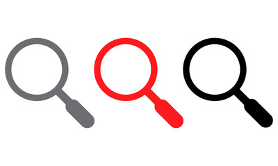 Search magnifying glass icon set, zoom find and explore symbol, user interface navigation graphic