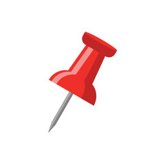 Red pushpin flat vector illustration isolated on clean white background
