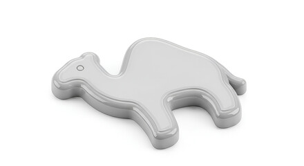 Obraz premium Camel Shaped Cookie Cutter Mockup Isolated on White Background, 3D Render of Baking Tool for Kids Party or Culinary Use