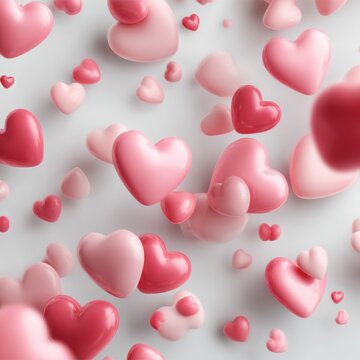 Celebrating love with floating hearts digital art bright background