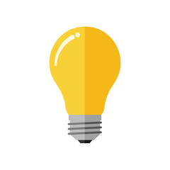 Simple light bulb flat vector icon isolated on white background for idea concept
