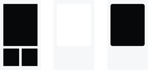 A minimalist composition featuring three rectangular shapes in varying sizes and orientations in a clean and simple layout on a neutral backdrop from a straightforward viewpoint