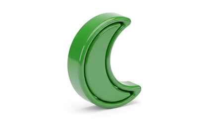 Naklejka premium Green Crescent Moon 3D Render Icon Symbol Isolated on White Background for Islamic Culture and Ramadan Concepts