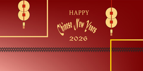 Happy Chinese New Year 2026 greeting card template. Chinese horse gold zodiac Translation Happy new year, Hourse. banners