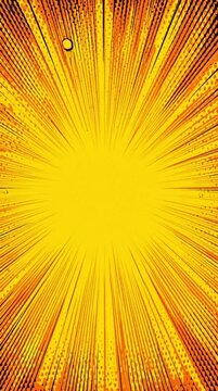 Vibrant explosion of orange and yellow rays radiating from a central point, creating a dynamic abstract illustration in a graphic style