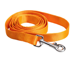 An orange dog leash is coiled, ready for a walk Isolated Transparent Background, PNG