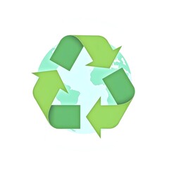 Obraz premium Sustainable Earth Concept Vector Clean Design for Global Recycling Day Word Earth Day Post Design - Recycle Symbol on a White Background