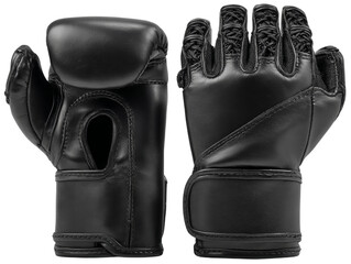 Pair of black boxing gloves, perfect for combat sport Isolated Transparent Background, PNG