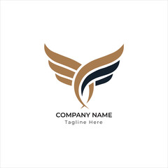 Golden and black Phoenix wing logo design 