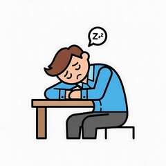 Fototapeta premium Man Sleeping at Desk Illustration.