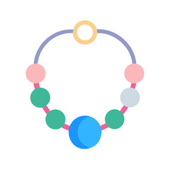 Flat illustration of a colorful beaded bracelet on a black background