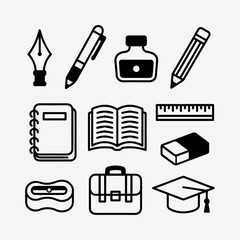 Small black and white vector education icons 3.eps