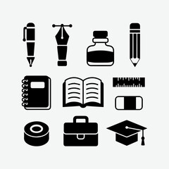 Small black and white vector education icons 7.eps